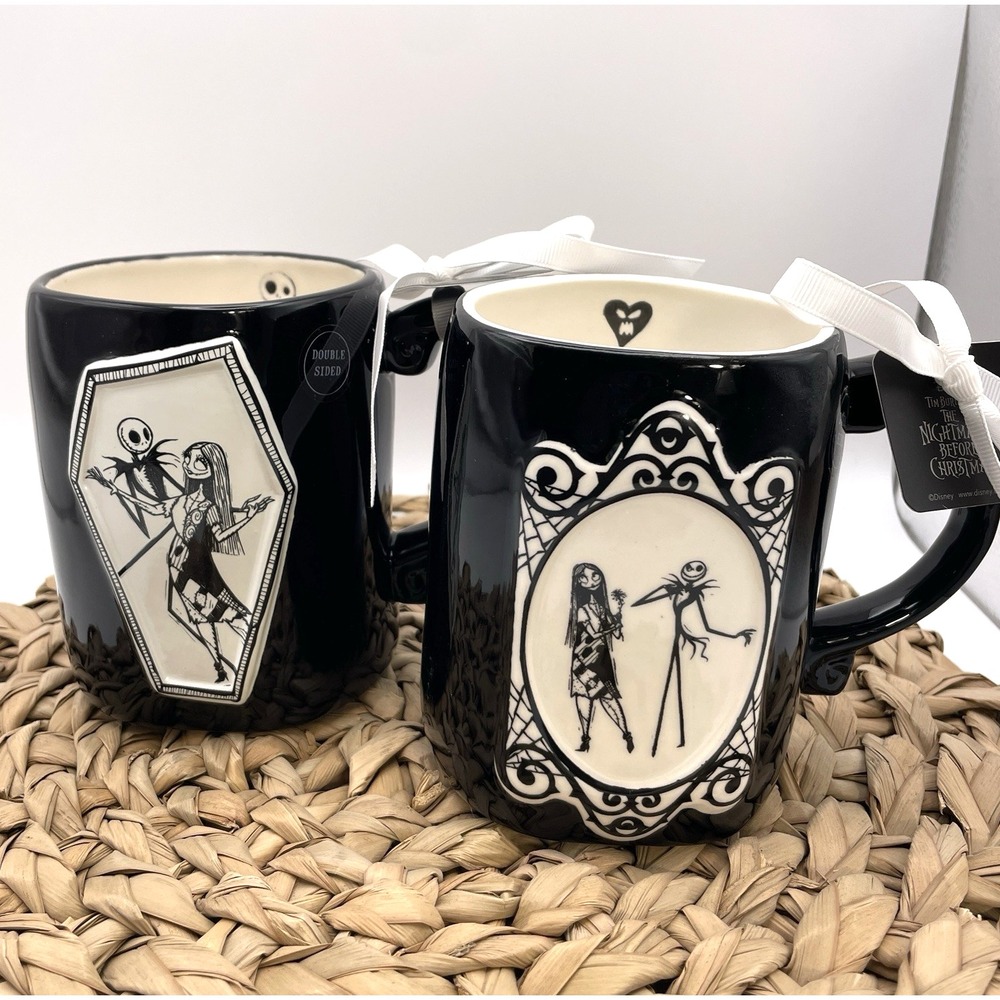 (2) Rae Dunn Nightmare Before Christmas JACK AND SALLY HTF Matching Set His/Hers